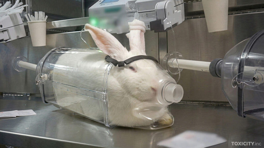 Kani on asetettu ahtaaseen muoviputkiloon, jossa se ei pysty lainkaan liikkumaan. Samaan aikaan sen korvan verisuoneen annostellaan tutkittavaa ainetta.